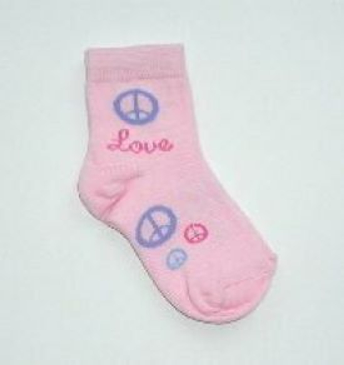 Toddler girls pink socks peace signs