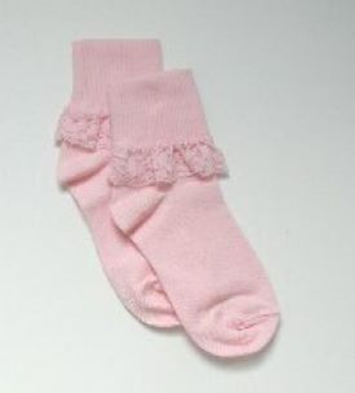 Girls pink socks lace edge