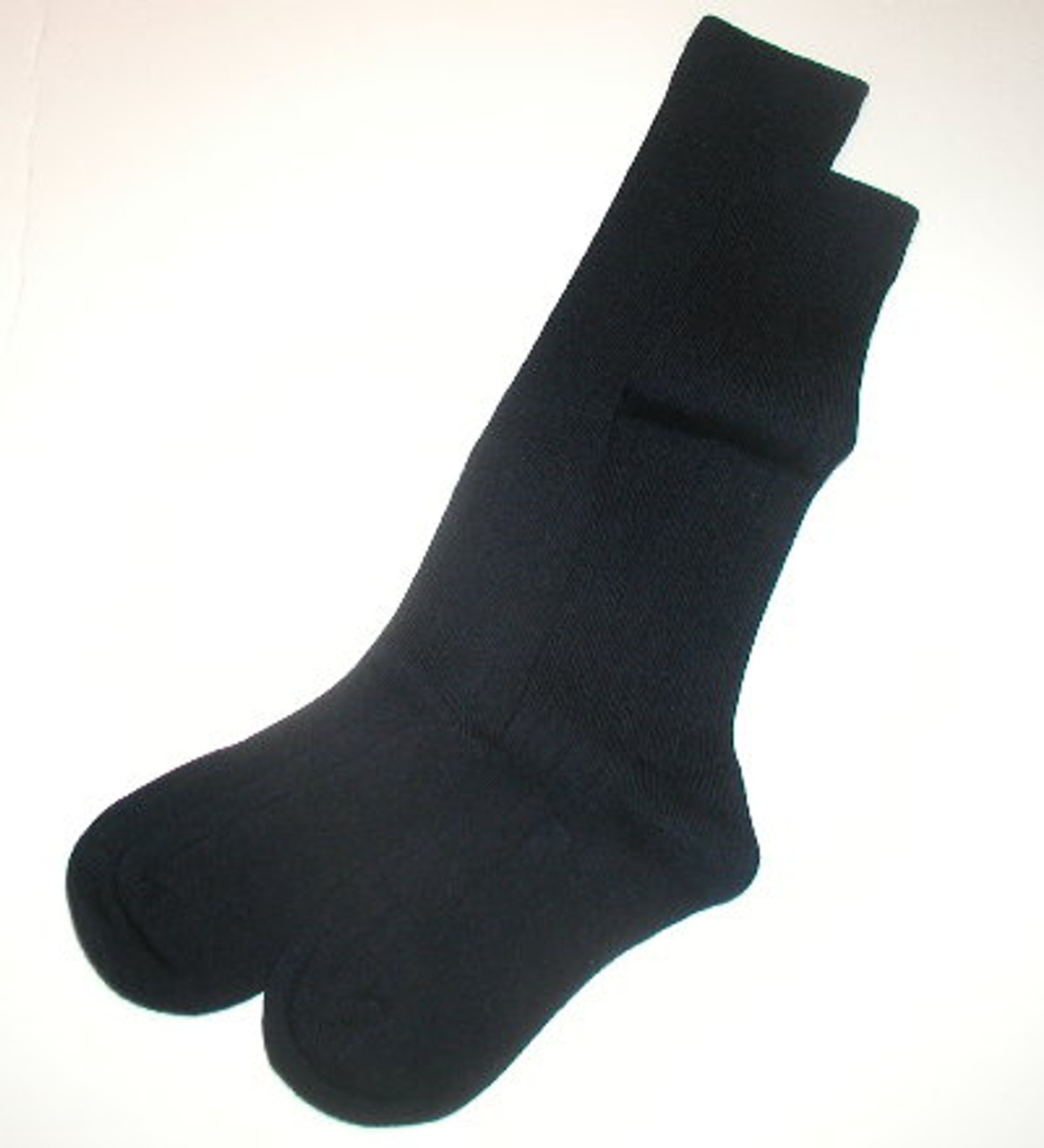 Girls Knee Socks - Navy Cotton Flat Knit Size 9 - 11