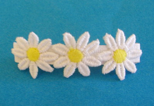 Girls Hair Barette - Yellow and White Daisy Flowered 6 Pieces