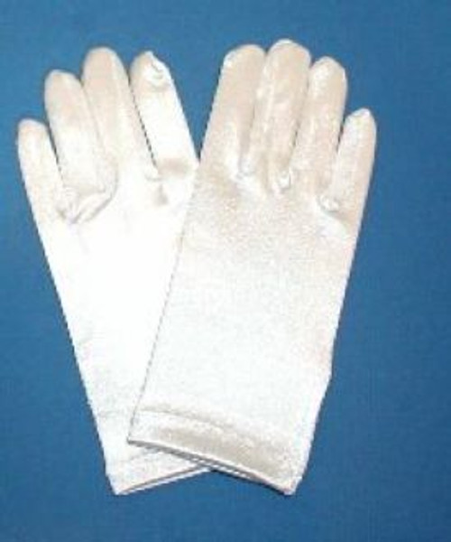 Girls gloves satin white