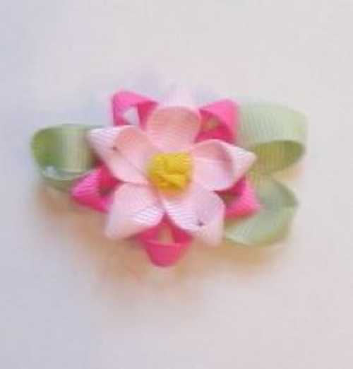 Girls hair bow pink flower