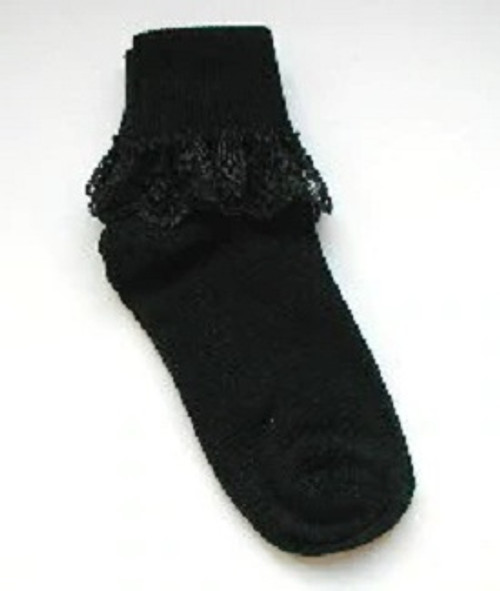 Girls socks black lace cuffed