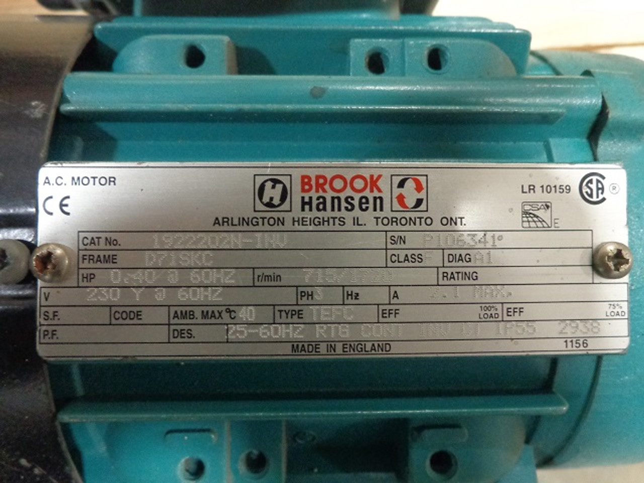 Brook Hansen 1922202N-INV AC Motor1