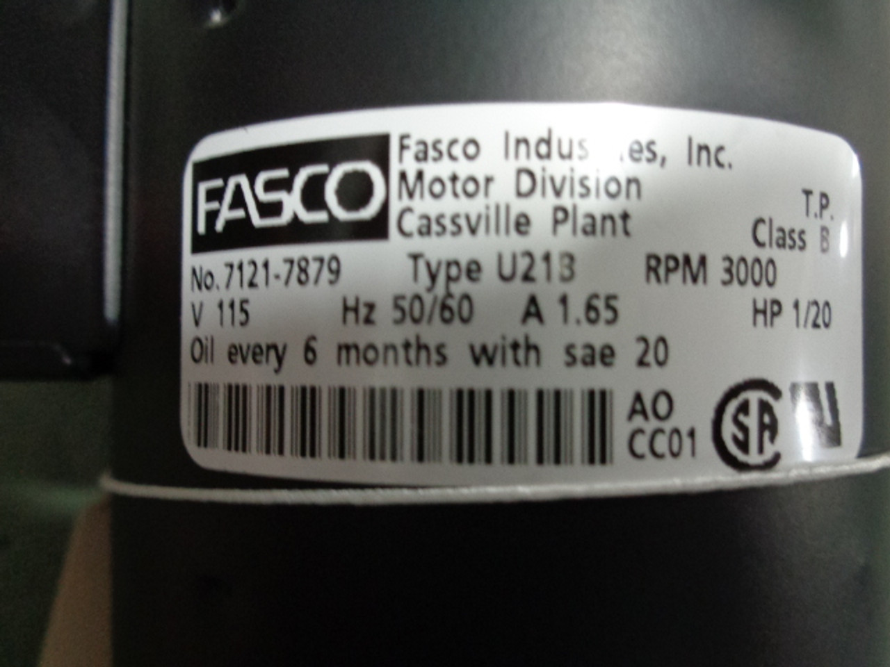 FASCO 7121-7879 Blower Motor - 115 Volts AC, RPM 3000, HP 1/201