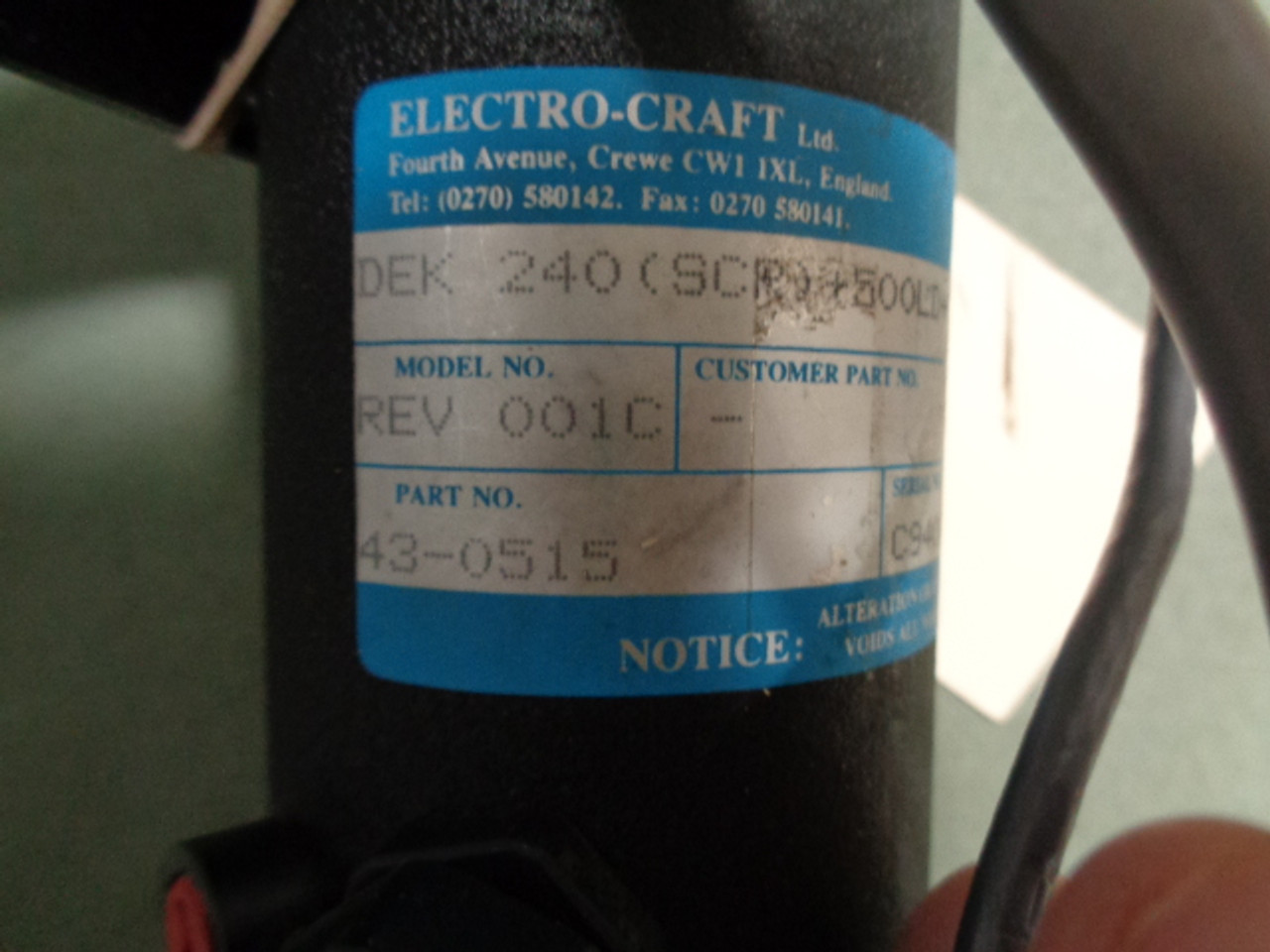 Electro-Craft ElectroCraft1 DEK Camera X Motor-Encoder-Gear Reducer DEK240(SCR)+500LD+GPL65-5:11