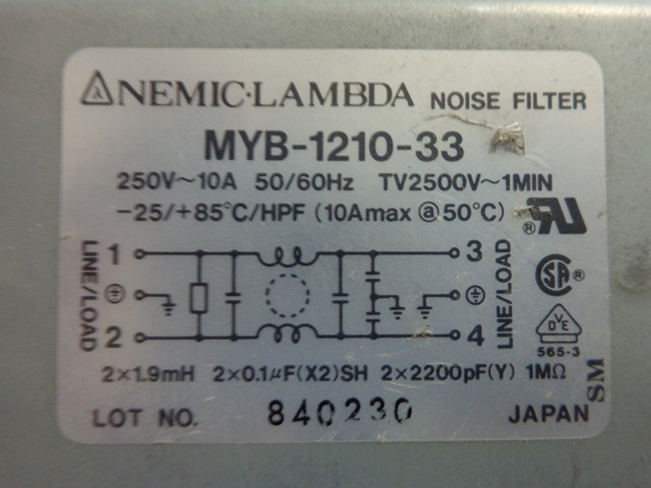Nemic Lambda MYB-1210-33 Noise Filter 250V~10A1