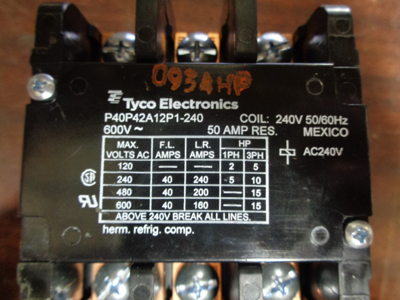 Tyco Electronics P40P42A12P1-240 Contactor 240V Coil3