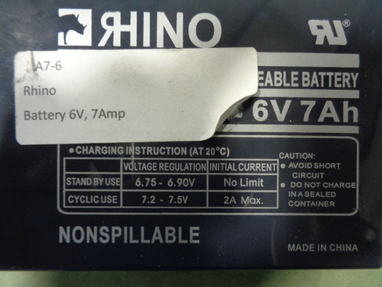 Rhino SLA7-6 Battery 6V, 7Amp1