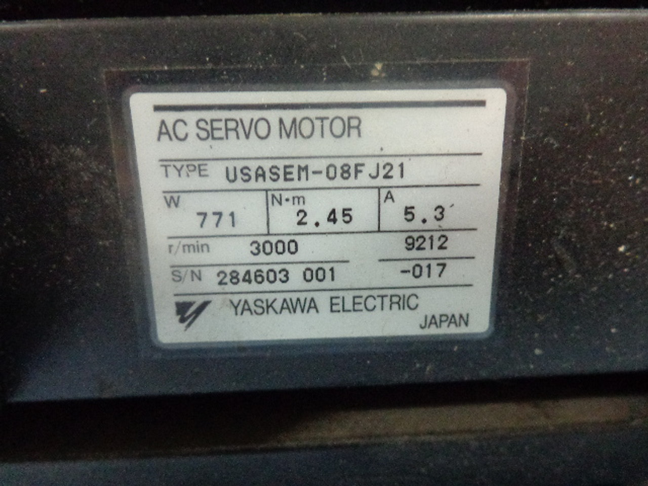 Yaskawa USASEM-08FJ21 AC Servo Motor2