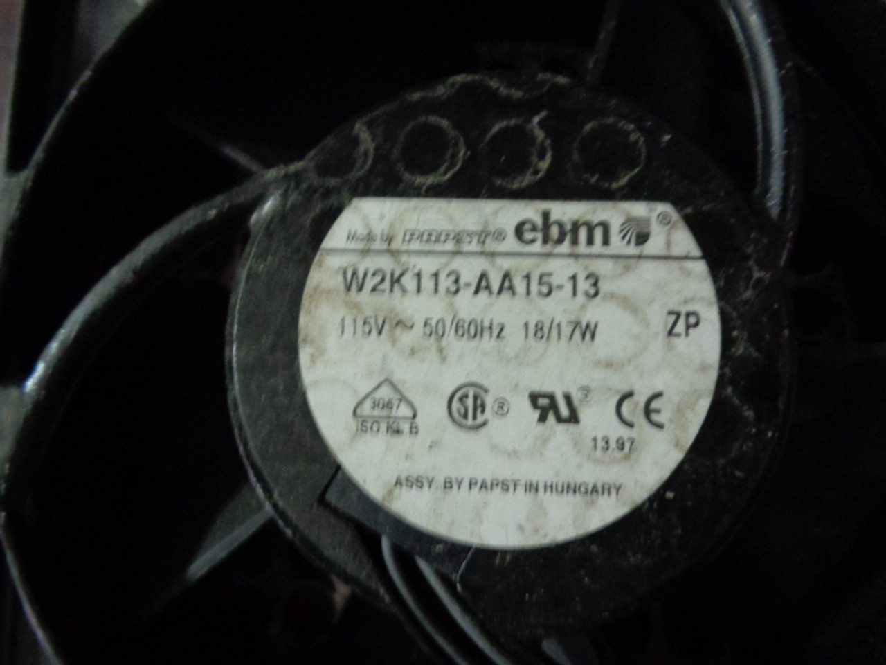 EBM Papst W2K113-AA15-13 Equipment Cooling Fan 115V 18/17W1