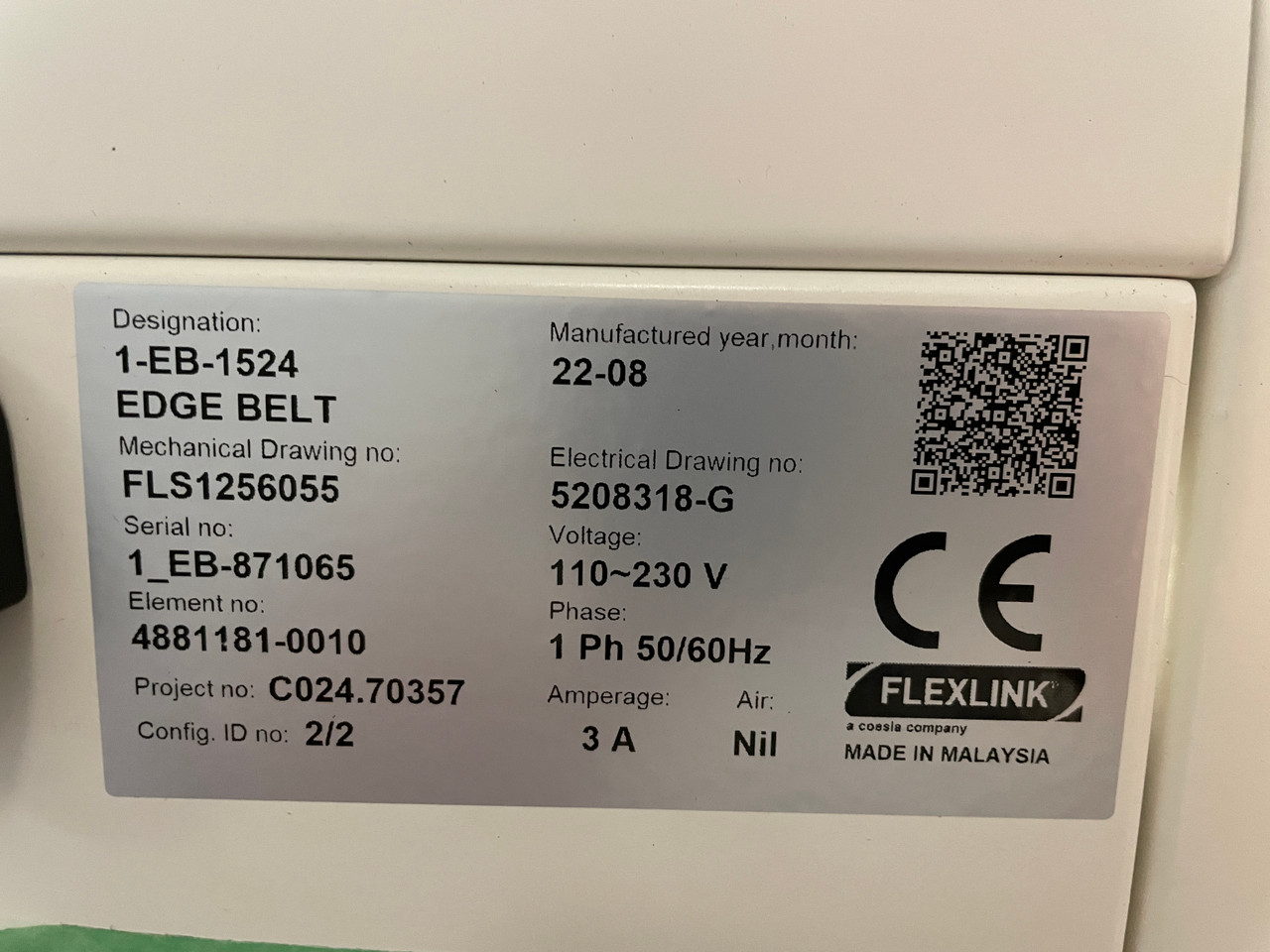 Flexlink EB-1 Edge Belt Transfer Conveyor (230802)