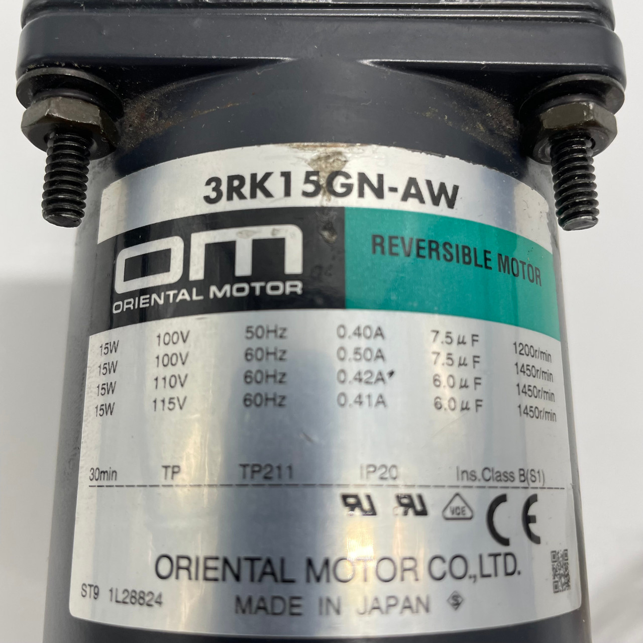 Oriental Motor 3RK15GN-AW Reversible Motor GN25KA Gear Head