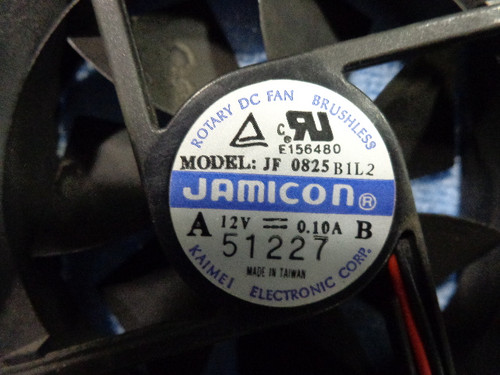 Kaimei Electronic Corp JF0825B1L2 Equipment Cooling Fan, 3.15" (80mm) Square x 1" Depth, 12 VDC