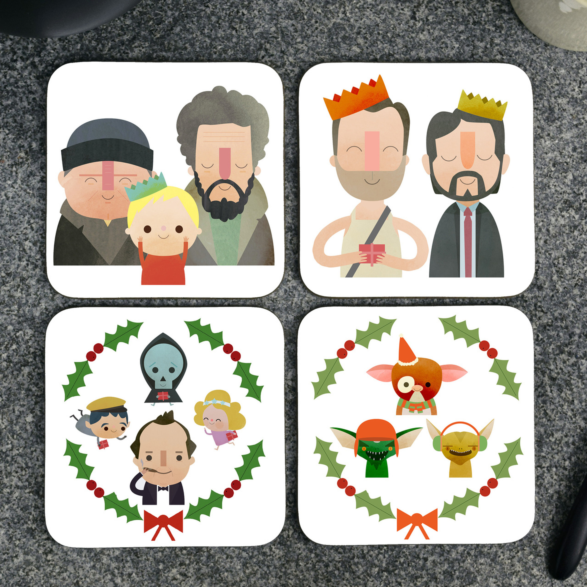 Holiday characters xmas coasters - TenStickers