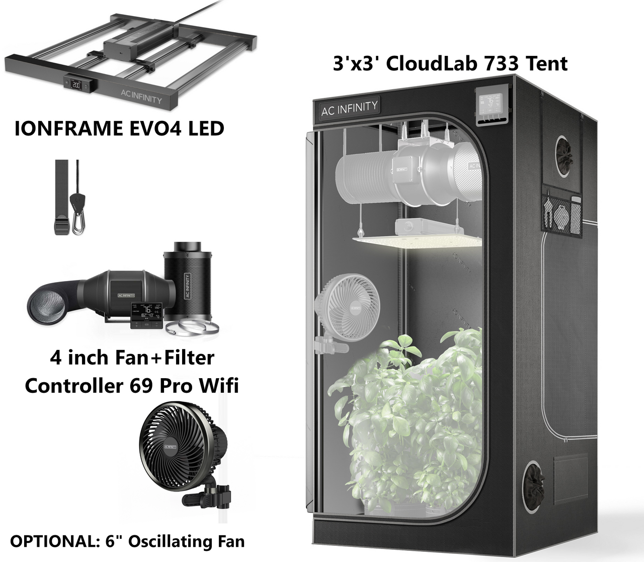 AC Infinity 3' x 3' Grow Tent & Ventilation Kit
