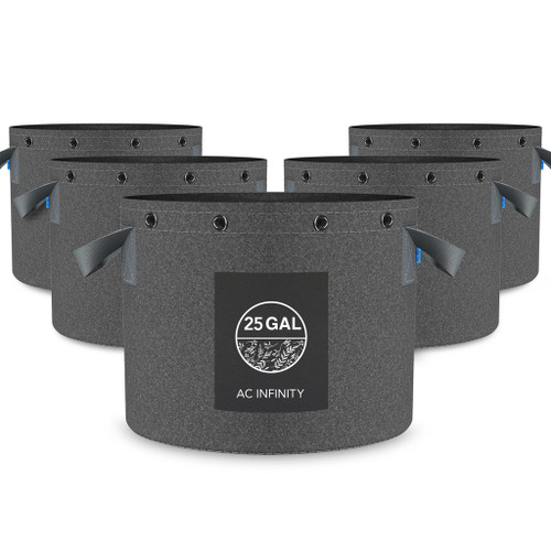 AC Infinity Heavy Duty Reusable Fabric Pots, 25 Gallon, 5-Pack