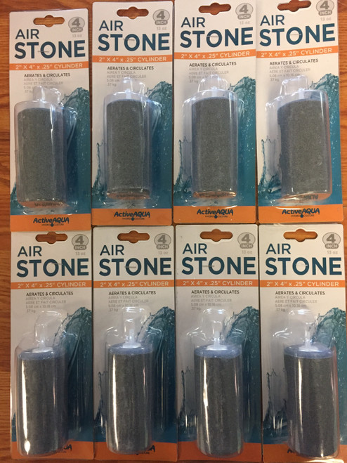 8 - pack of Large Active Aqua Air Stone, Cylindrical, 2" x 4"