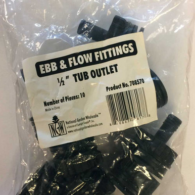 GROW1 Bulk-Head Fittings – 10 Pack, 1/2" Fill/Drain For Ebb & Flow Hydroponic Systems (BAY HYDRO)