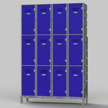 3-TIER Combination Lockers Installed on Various Width Galvanised Steel Frames