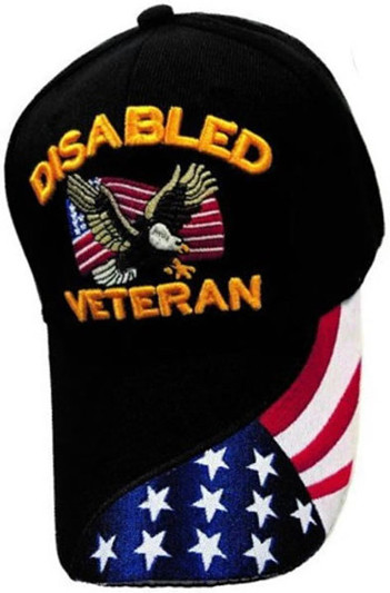 Disabled Veteran Hat Black with Flag