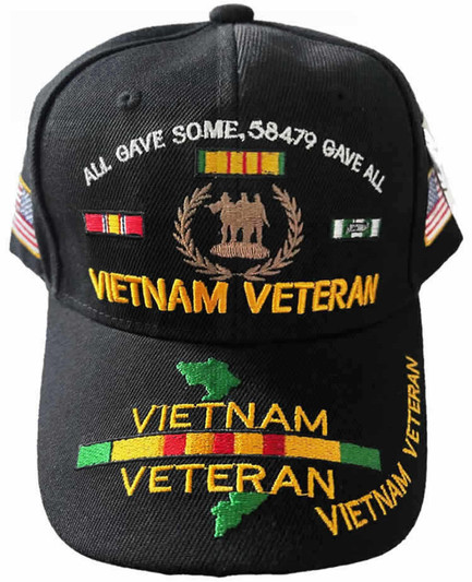 Vietnam Veteran Hat With Flags on Sides