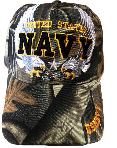 Navy Camo Hat with Eagles