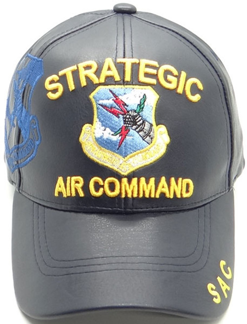 SAC - Strategic Air Command Hat - Leather & Blue Side Stitching