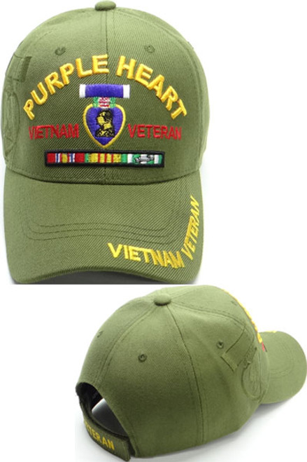 Purple Heart Vietnam Veteran Hat OD Green