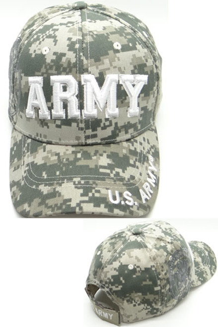 Army Block Letter Shield Shadow Military Cap Camo