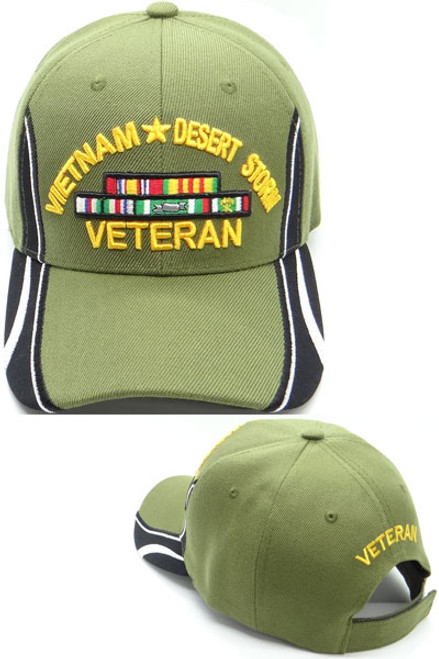 Vietnam Desert Storm Veteran Logo Military Cap OD Green