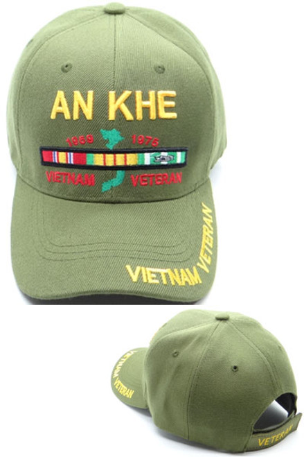 An Khe Vietnam Veteran Logo Military Cap OD Green