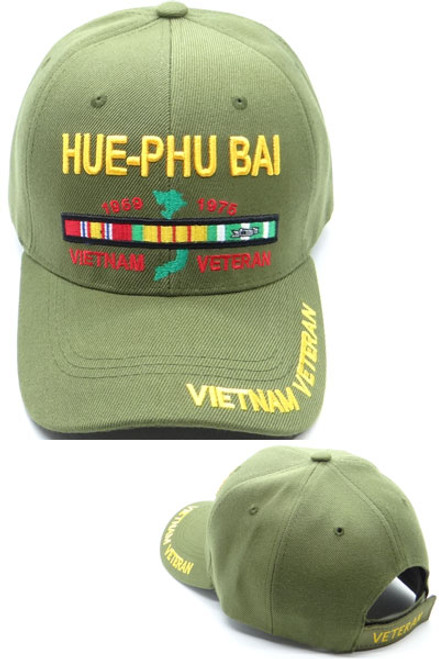 Hue-Phu Bai Vietnam Veteran Logo Military Cap OD Green