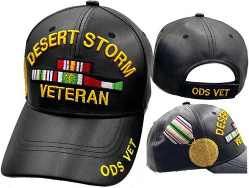 Desert Storm Veteran W/ Medal On Side PU Leather Hat