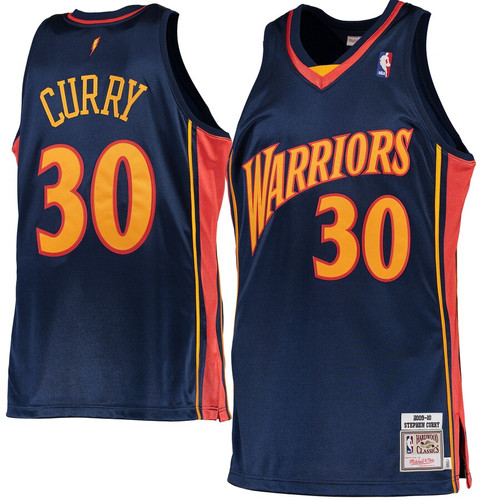 Men's Mitchell & Ness Stephen Curry Navy Golden State Warriors 2009-10 Hardwood Classics Rookie Authentic Jersey