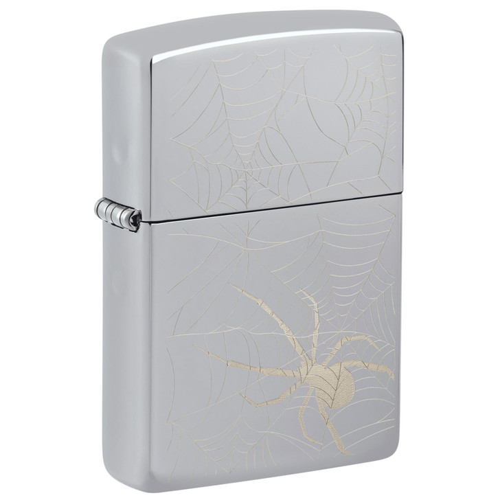 Zippo Spider Web  High Polished Chrome