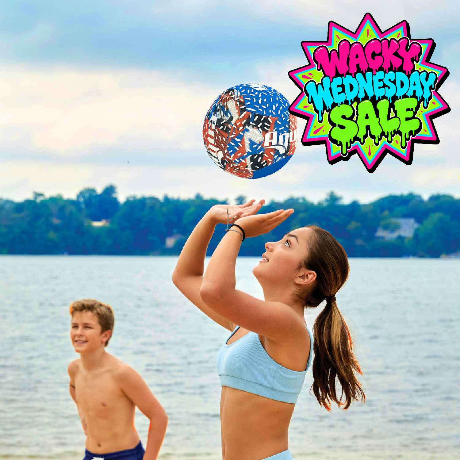 Patriotic Gripped Waterproof Volleyball Red, White, & Blue