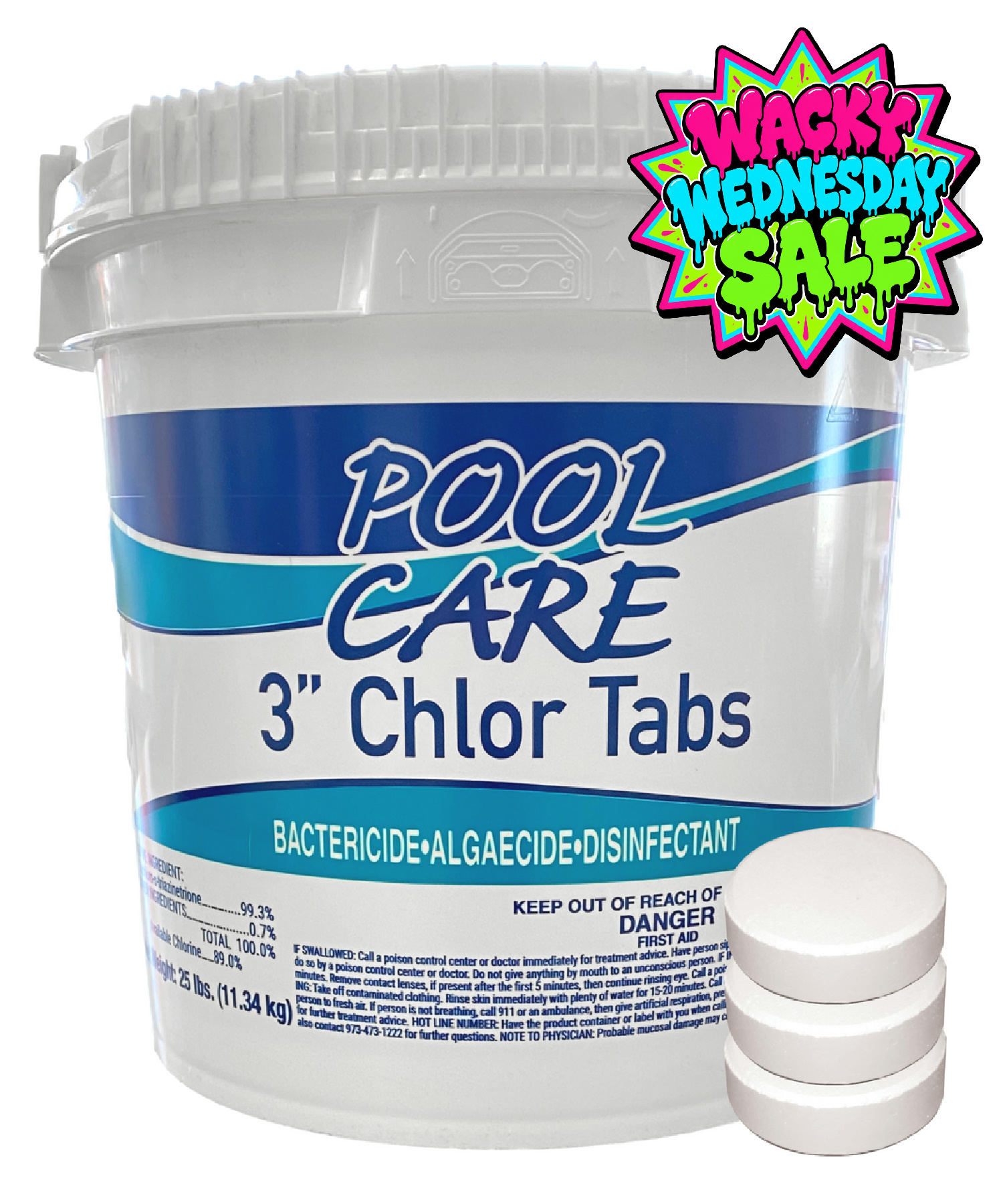 3 in Jumbo Chlorine Pool Tabs - 25 lbs Bucket