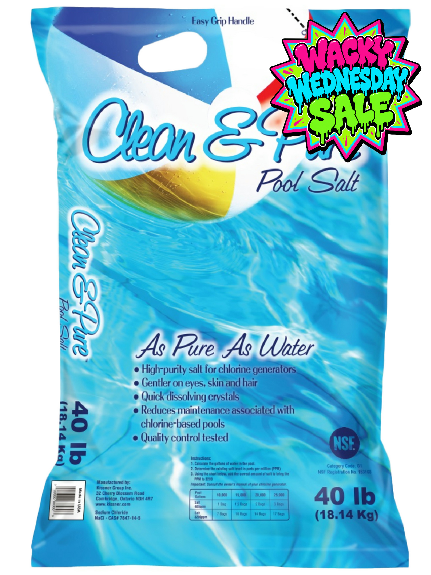 40 lb Premium Pure Swimming Pool Salt For All Salt Generator Systems