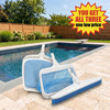 Heavy Duty Leaf Rake + Skimmer Net + 20" Brush Combo Kit - Universally Hooks To Any Pool Pole 