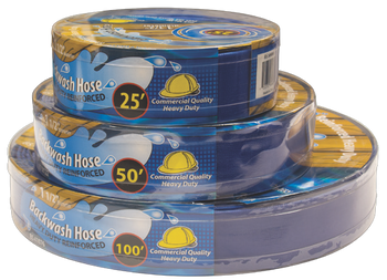 100' heavy-duty commercial quality reinforced 1 1/2”  backwash hose 