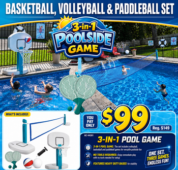 3 In 1 Poolside Game For Inground and Above Ground Swimming Pools
