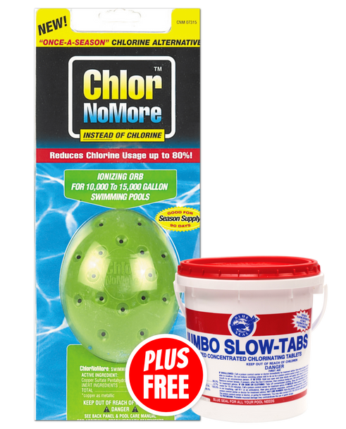 Chlor NoMore Green Orb + 8 Lbs Jumbo Tab Chlorine For Pools Up 15,000 Gallons 