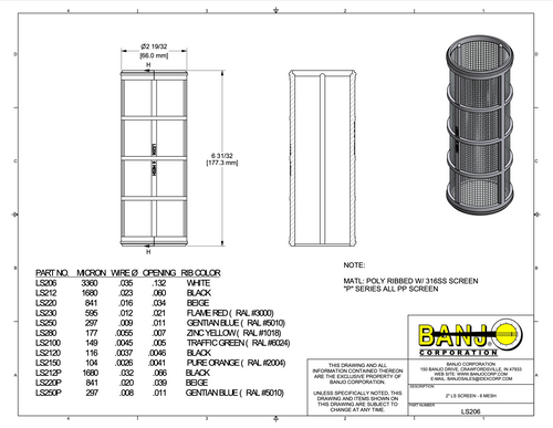 6 Mesh Line Strainer Screen - literature