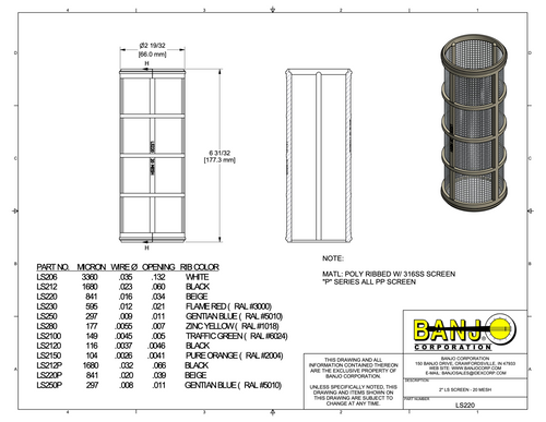 20 Mesh Line Strainer Screen