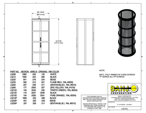 120 Mesh Line Strainer Screen