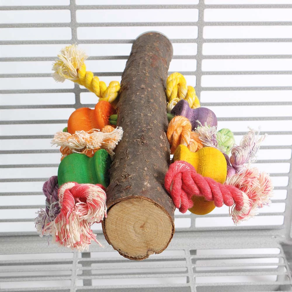 Wooden Perches With Rope Toys For Macaws