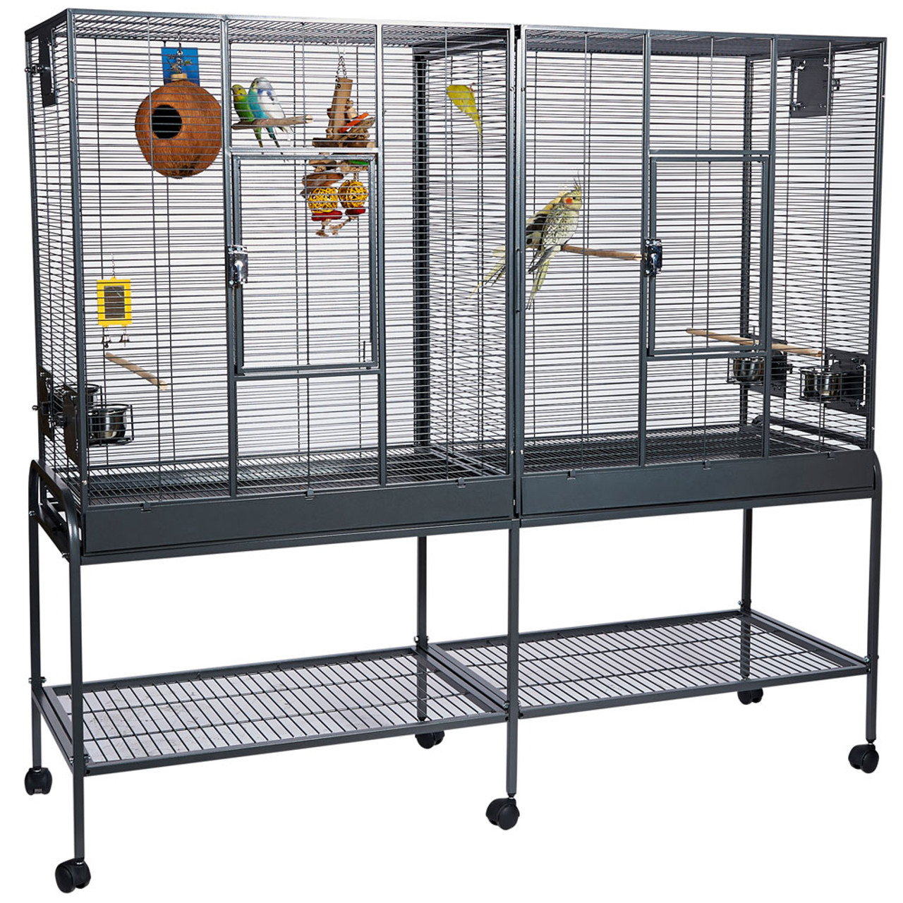 Double flight bird hot sale cage with divider