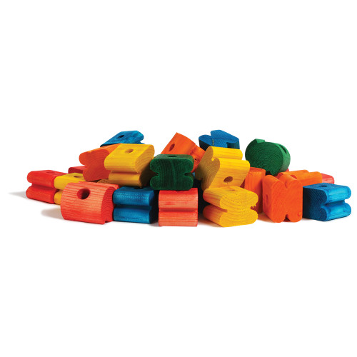 Coloured Wood Shape Parrot Toy Making Parts - Pack of 38 1