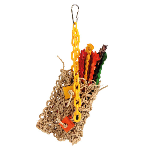crunchy pouch of straws hanging parrot toy